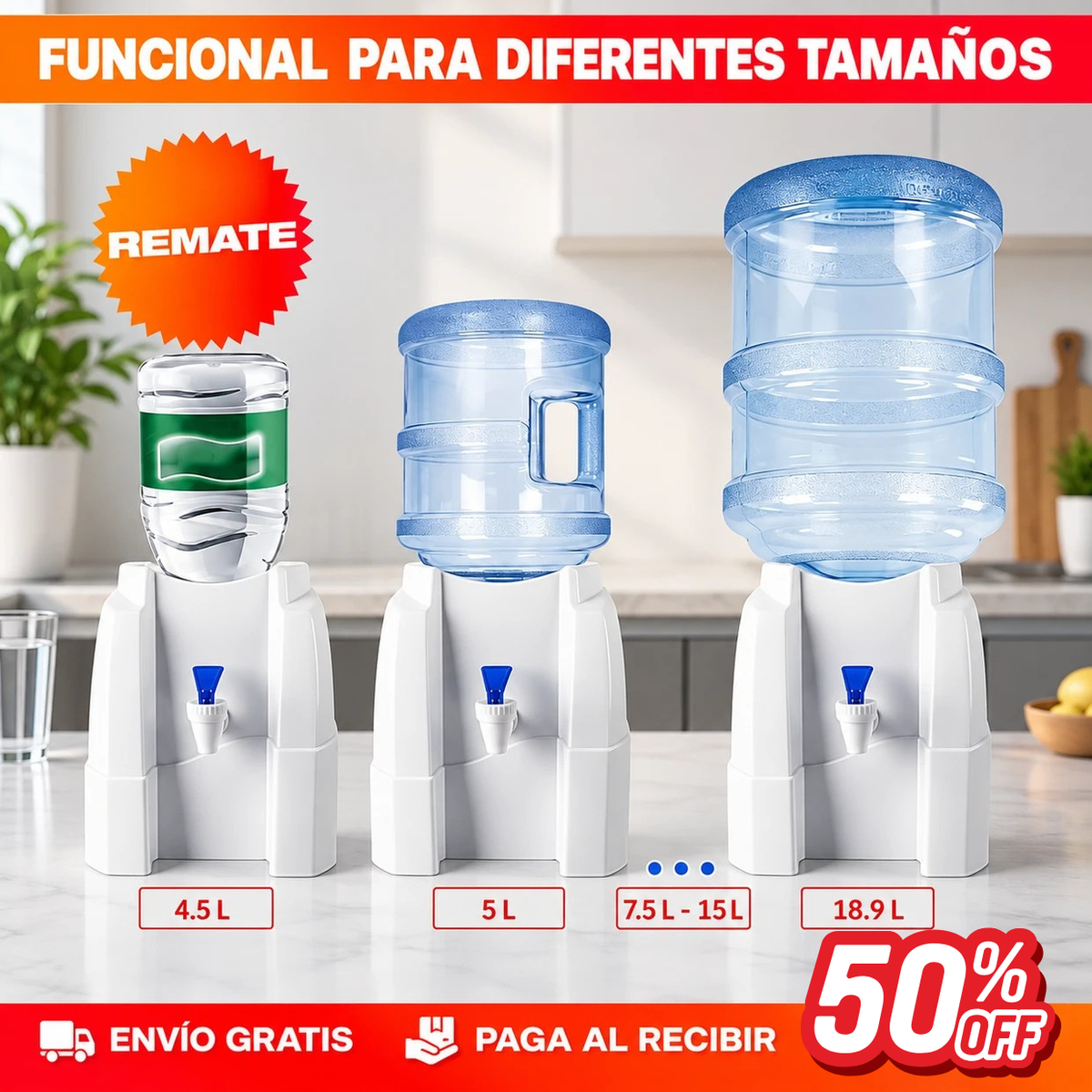 Base Dispensador de Agua con Grifo - Sirve sin Alzar Peso