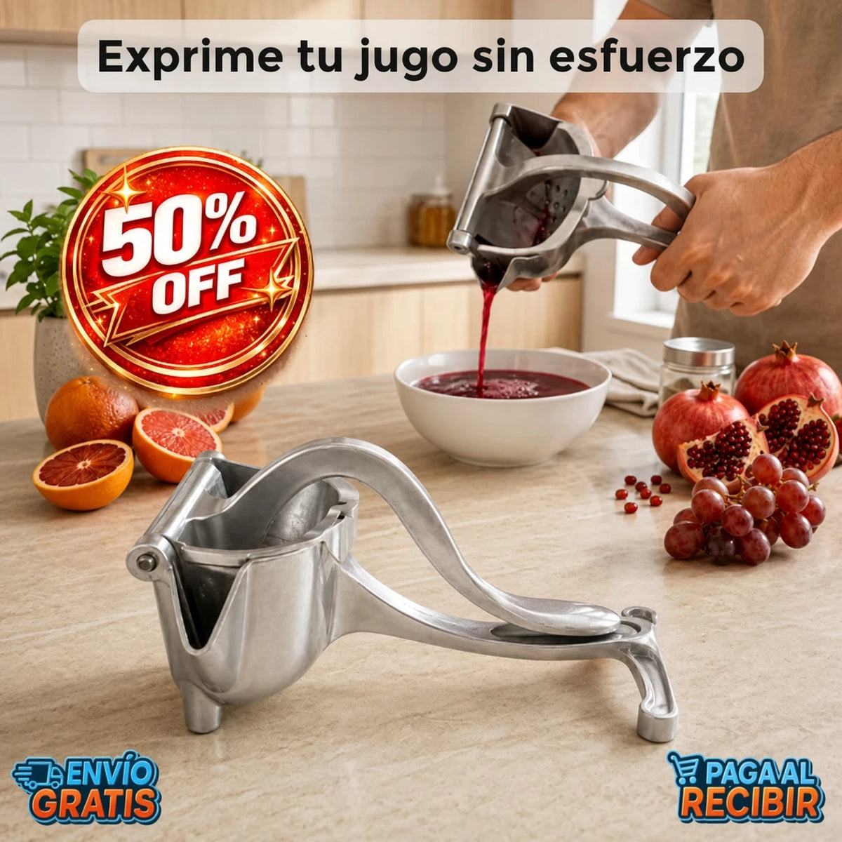 JuicePro - Exprimidor de frutas metálico - Imagen 1